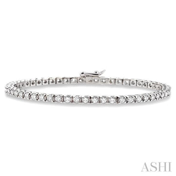 3 Ctw Square Shape Round Cut Diamond Tennis Bracelet in 14K White Gold